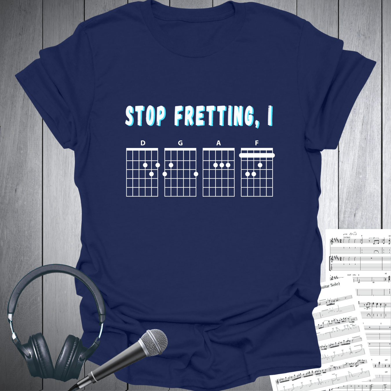 Printify T-Shirt Navy / S Stop Fretting, I DGAF Cheeky Fun T-Shirt