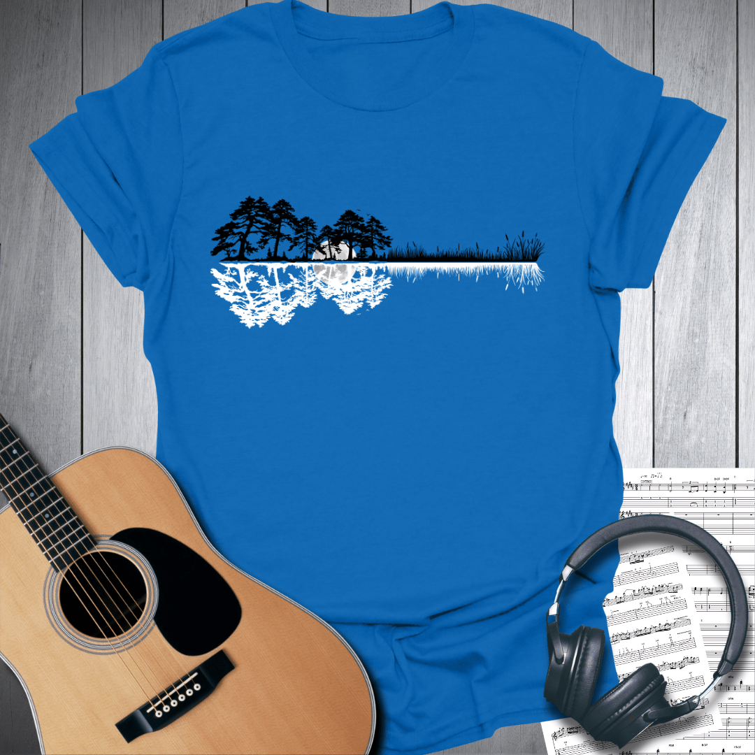 Printify T-Shirt Royal Blue / S Treeline Acoustic Guitar in Nature T-Shirt
