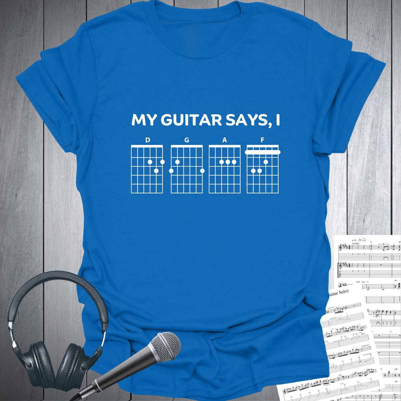 Printify T-Shirt Royal / S My Guitar Says, I DGAF  Cheeky Music T-Shirt