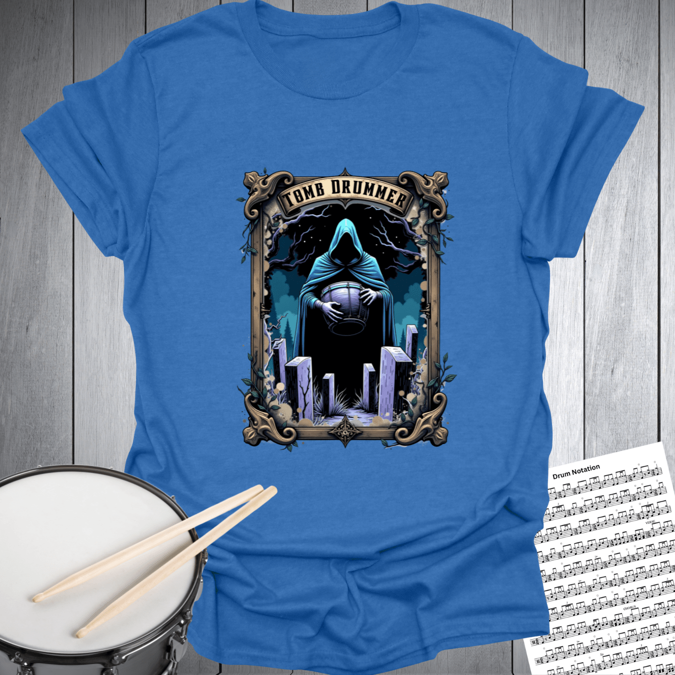 Printify T-Shirt Royal / S Tomb Drummer Music Tarot Card T-Shirt