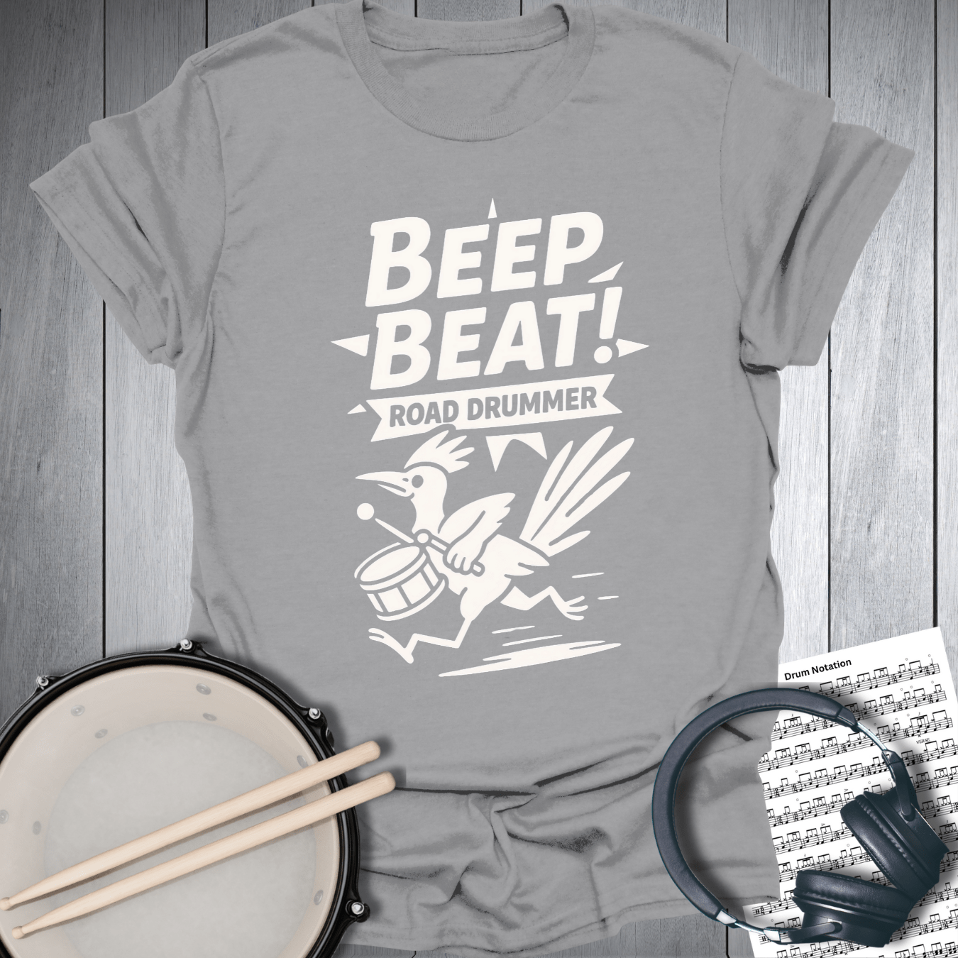 Printify T-Shirt Sport Grey / S Beep Beat Road Runner Drummer T Shirt