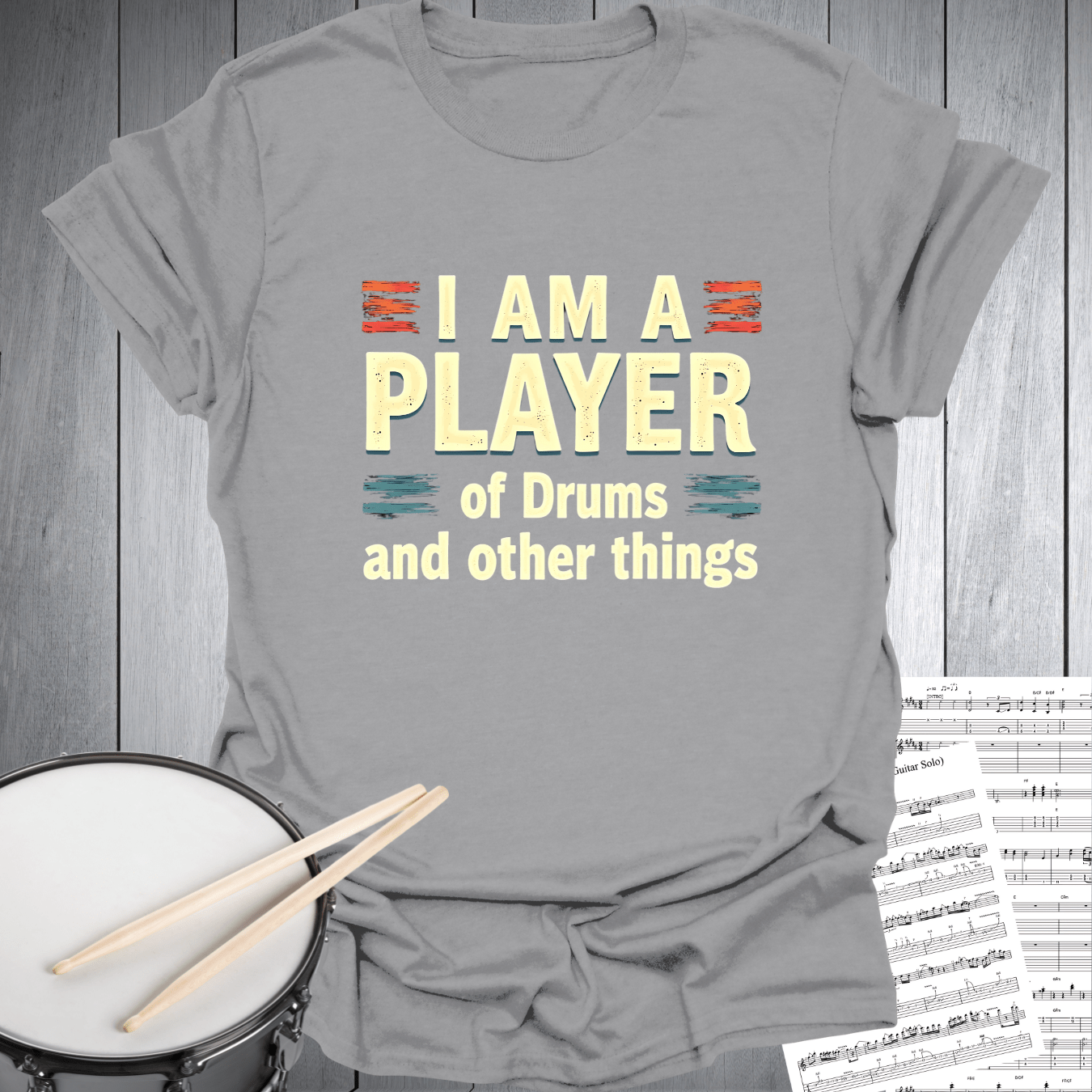 Printify T-Shirt Sport Grey / S I am a Player of Drums T-Shirt
