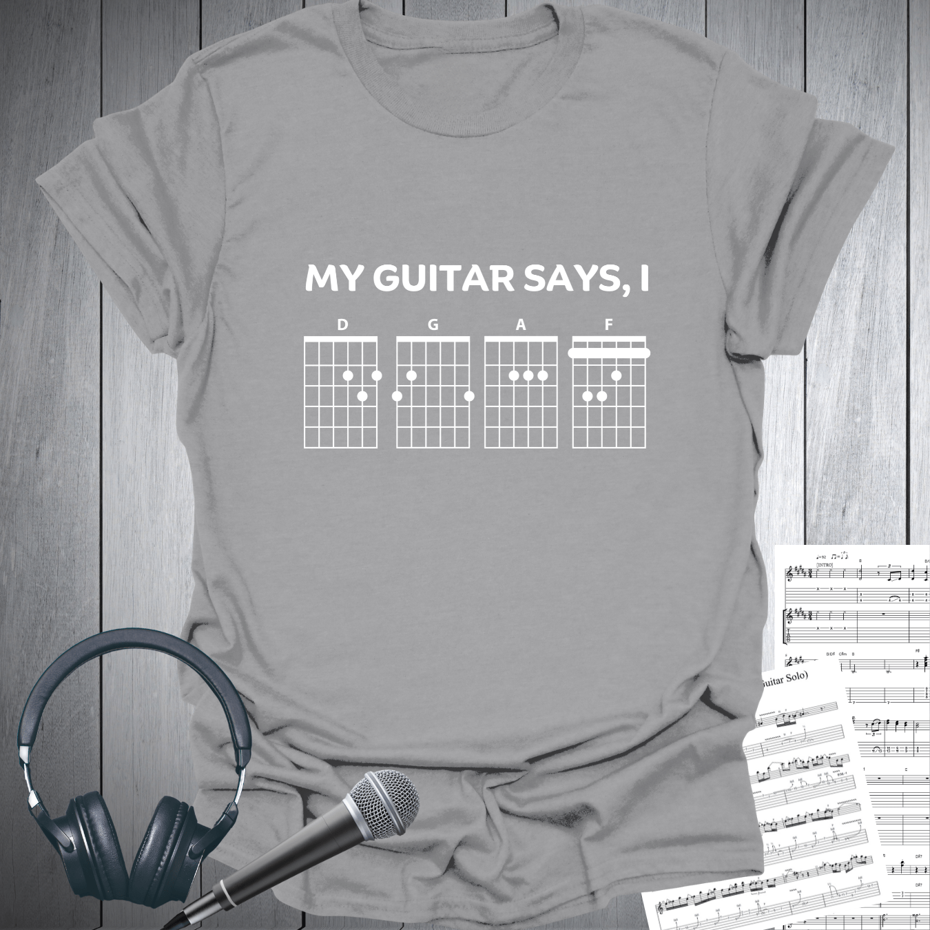 Printify T-Shirt Sport Grey / S My Guitar Says, I DGAF  Cheeky Music T-Shirt