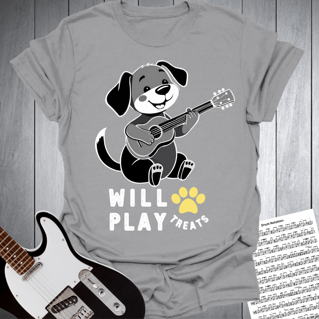 Printify T-Shirt Sport Grey / S Will Play PAW Treats Dog Lover Guitar T-Shirt