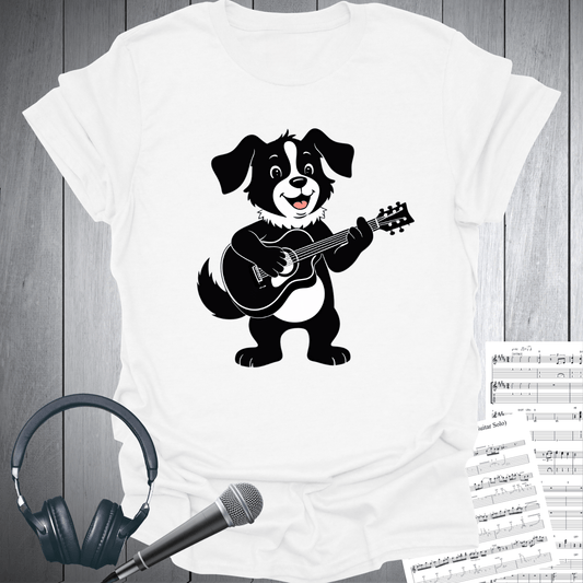 Printify T-Shirt White / S Cute Dog Playing Guitar T-Shirt
